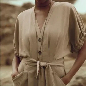Zara | Pants & Jumpsuits | Zara Belted Linen Blend Jumpsuit
